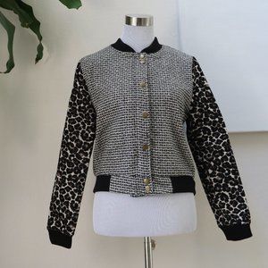 SUGARLIPS SIZE M BOMBER JACKET LEOPARD PRINT ARMS